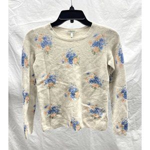 Joie 100% Cashmere Floral Print Crewneck Sweater XS